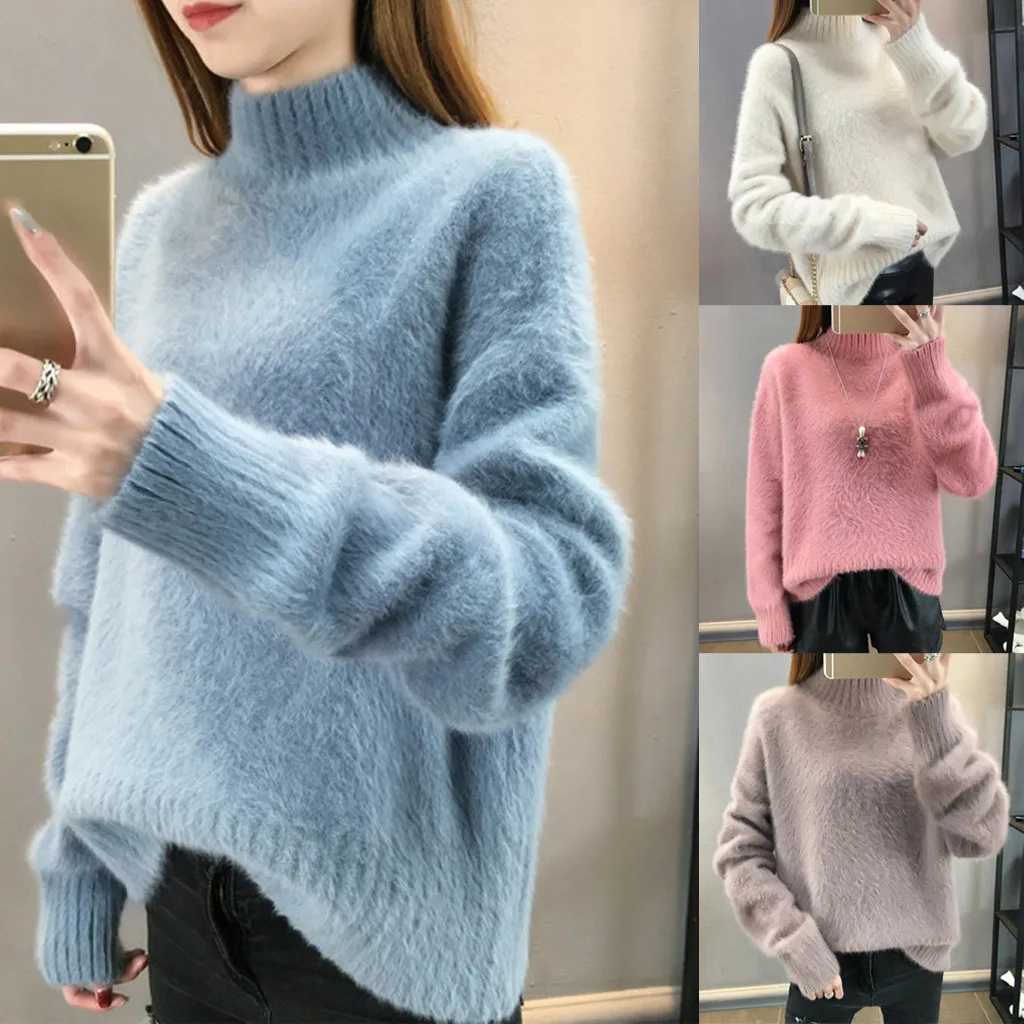 Winter Korean style Warm Turtleneck Sweater Women Fashion Solid Knitted Womens Velvet Sweaters Casual Loose Pullover Female Tops
Winter Korean style Warm Turtleneck Sweater Women Fashion Solid Knitted Womens Velvet Sweaters Casual Loose Pullover Female Tops