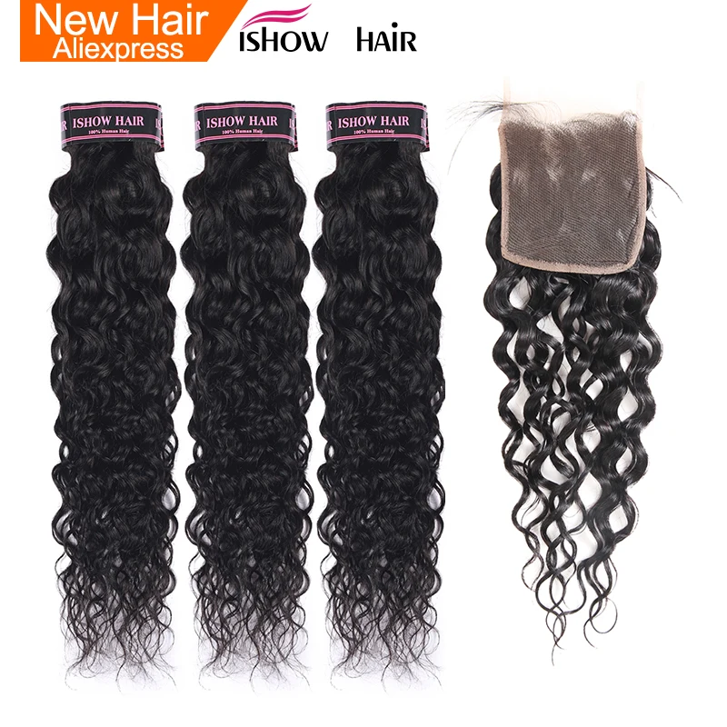 Ishow Malaysian Water Wave Human Hair 4 Bundles with Closure 100% Human Hair Weave With Closure Non Remy Hair extensions
Ishow Malaysian Water Wave Human Hair 4 Bundles with Closure 100% Human Hair Weave With Closure Non Remy Hair extensions