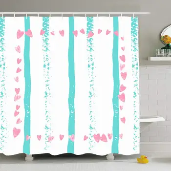 Shower Curtain Set with Hooks 60x72 Pink Hearts Banner Confetti Petal with On Rose Texture Turquoise Border Valentine Holidays
Shower Curtain Set with Hooks 60x72 Pink Hearts Banner Confetti Petal with On Rose Texture Turquoise Border Valentine Holidays