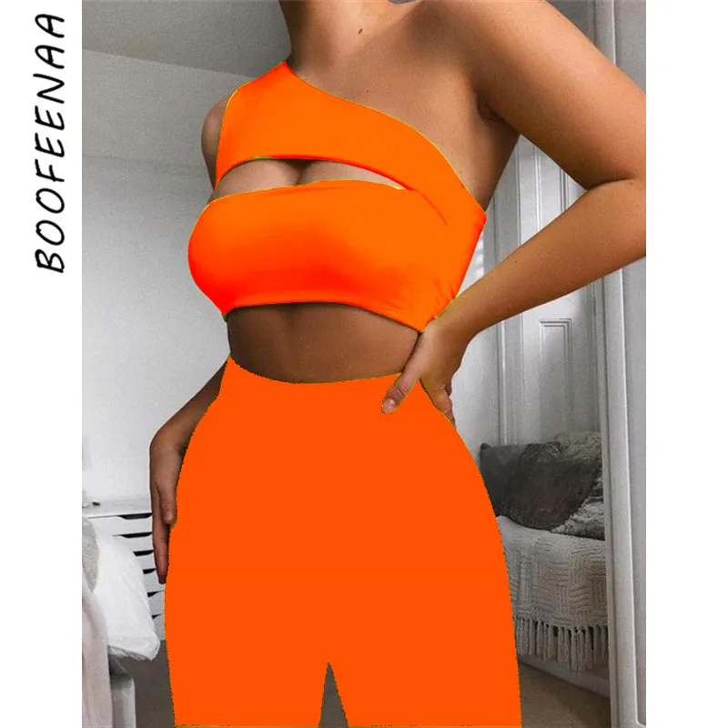 BOOFEENAA Sexy Two Piece for Women Matching Set 2019 Cutout Bodycon Shorts Neon Green Orange 2pcs Tracksuit Club Outfits C87AZ56 
BOOFEENAA Sexy Two Piece for Women Matching Set 2019 Cutout Bodycon Shorts Neon Green Orange 2pcs Tracksuit Club Outfits C87AZ56