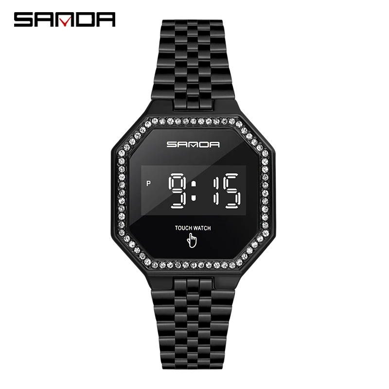 

Sanda New LDE Electronic Movement with Diamond Touch Screen Fashion Trend Multifunctional Simple Watch Reloj de pantalla tactil