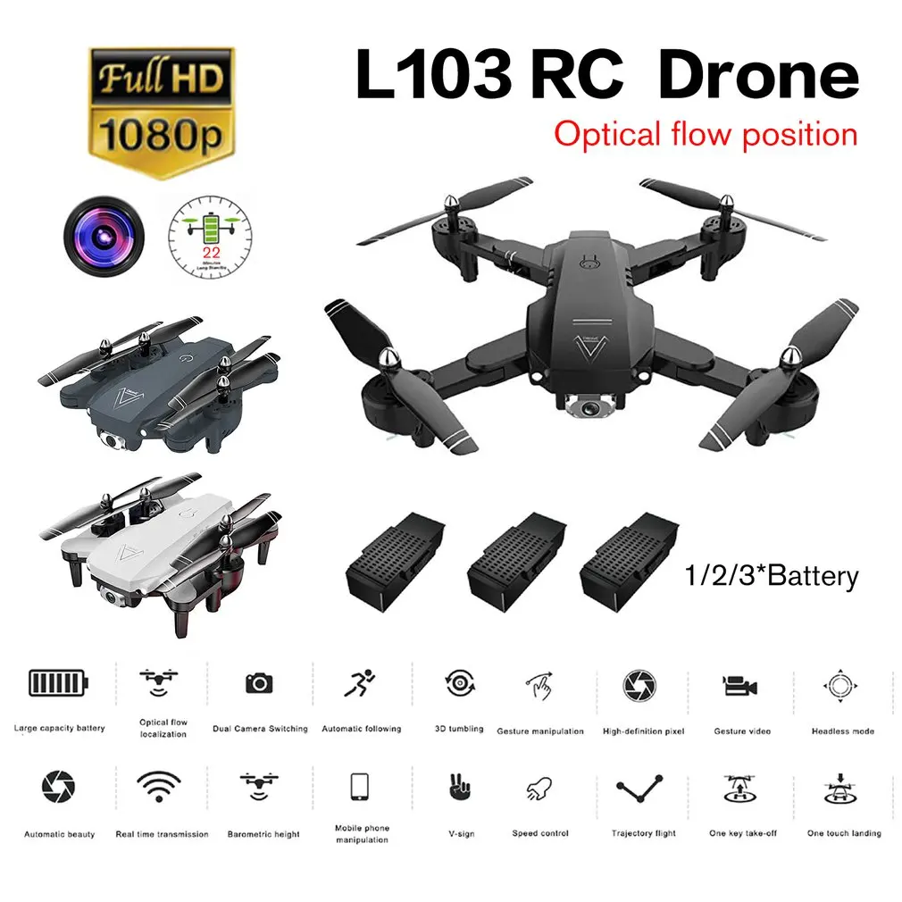 L103 RC Drone with 1080P Wide Angle Dual Camera Wifi FPV Optical Flow Position Smart Follow Foldable RC Helicopter Airplane
L103 RC Drone with 1080P Wide Angle Dual Camera Wifi FPV Optical Flow Position Smart Follow Foldable RC Helicopter Airplane