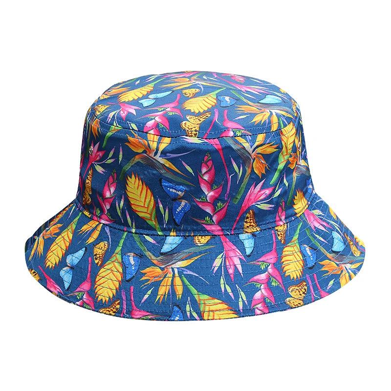 Fashion Hip Hop Sea Wave Print Outdoor Sun Protection Reversible Bucket