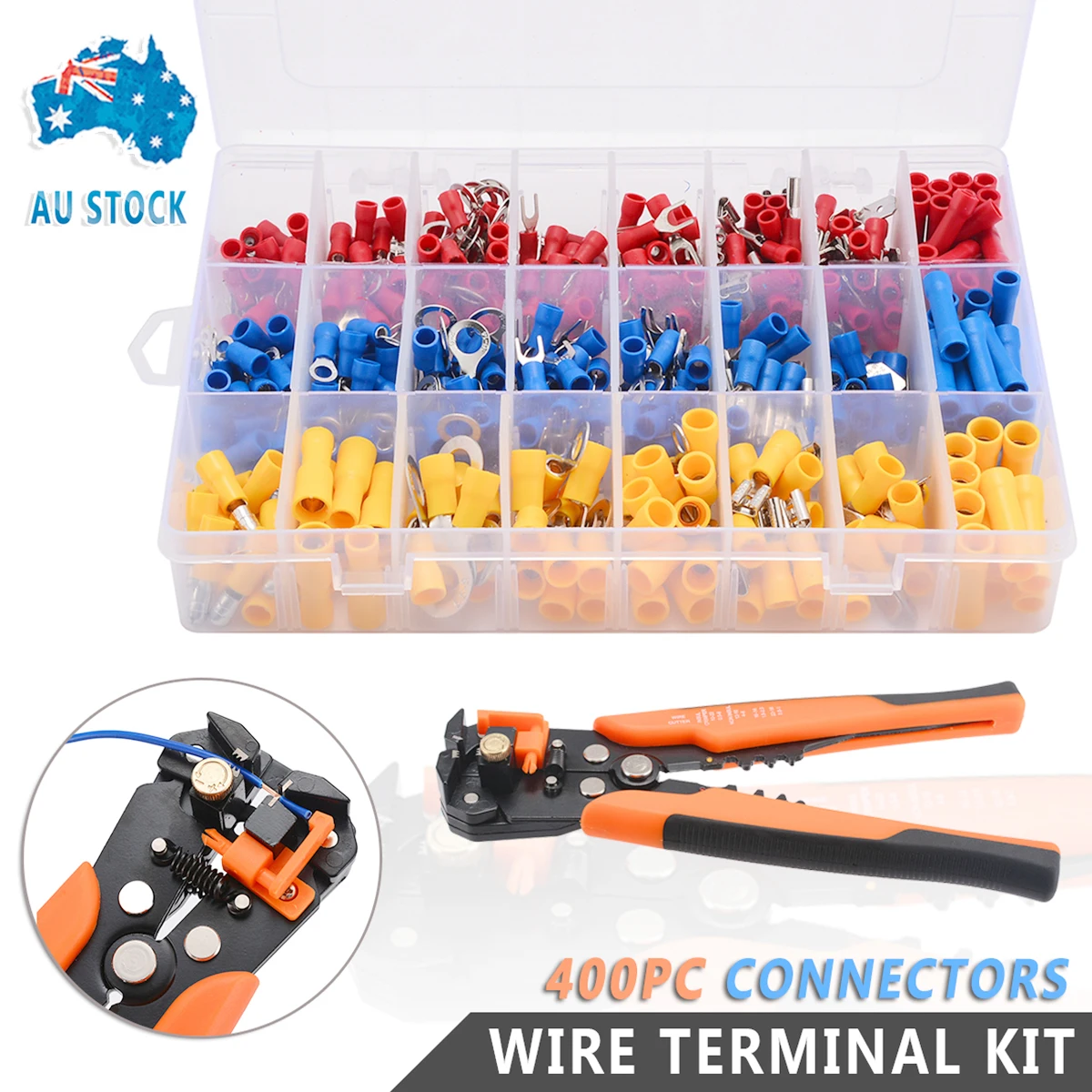 Electrical Wire Terminal Connectors Kit Cutter Stripper Plier Crimper With 400Pcs Connectors For Hand Crimping Tool
Electrical Wire Terminal Connectors Kit Cutter Stripper Plier Crimper With 400Pcs Connectors For Hand Crimping Tool