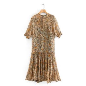 Summer women's dress casual flower print round neck bow decoration dress Vestidos
Summer women's dress casual flower print round neck bow decoration dress Vestidos