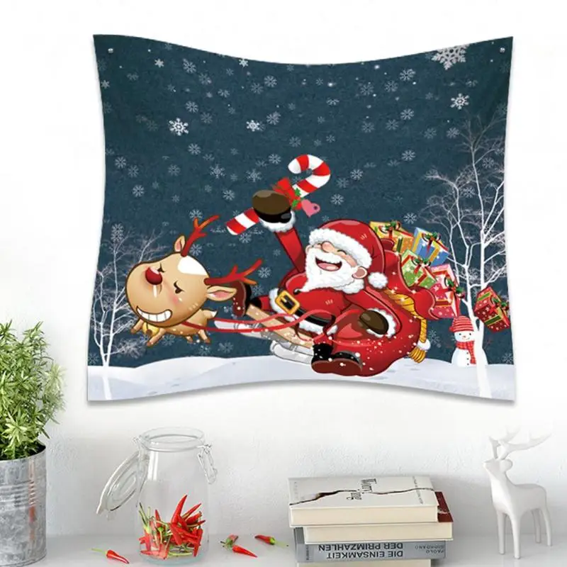 

Christmas Tapestry Santa Claus Elk Tablecloth Wall Hanging Tapestry Blanket Mat Christmas Decoraions for Home Bedroom 150x130cm