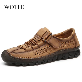 

WOTTE Casual Men Shoes Leather High Quality Loafers Male Moccasins Comfortable Soft Shoes Flats Driving Footwear мокасины мужски
