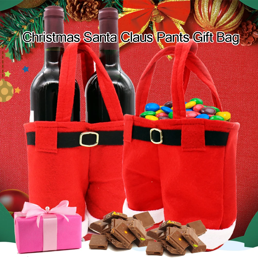 christmas santa claus pants gift bag elf filler boots candy bag