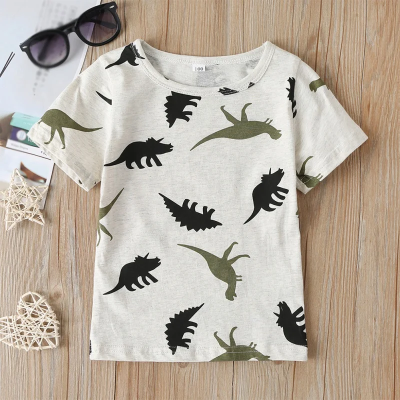 Short-Sleeved T-Shirt Boys Cotton Cartoon Dinosaur Print Fashion Wild Round Neck Shirt Summer
Short-Sleeved T-Shirt Boys Cotton Cartoon Dinosaur Print Fashion Wild Round Neck Shirt Summer