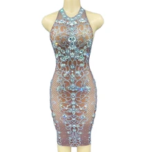 Shining Inlaid Rhinestones Women Dresses Tight Bag Hip Mesh Plaid Print Dresses Evening Prom Outfit DJ DS Light Dance Wear 
Shining Inlaid Rhinestones Women Dresses Tight Bag Hip Mesh Plaid Print Dresses Evening Prom Outfit DJ DS Light Dance Wear