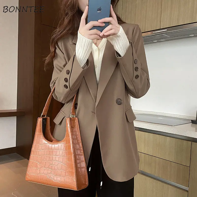 Women Blazer Design Casual Notched Simple All-match Long Sleeve Double Breasted Spring Autumn Fashion Street Wear Tender Ladies
Women Blazer Design Casual Notched Simple All-match Long Sleeve Double Breasted Spring Autumn Fashion Street Wear Tender Ladies