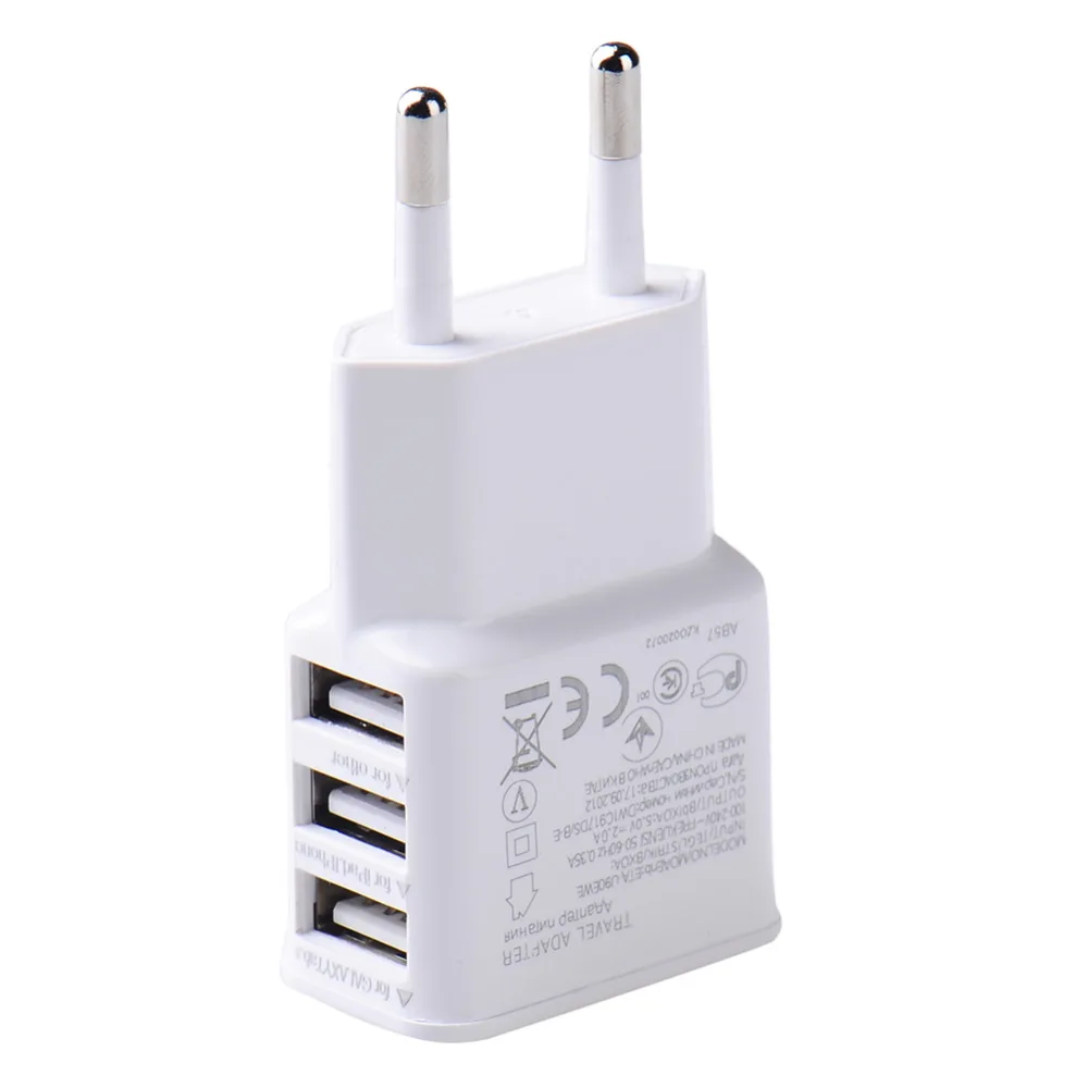 5V 2A EU Plug 3 порта USB настенное зарядное устройство адаптер для Iphone 6 7 8 X Samsung Huawei Xiaomi