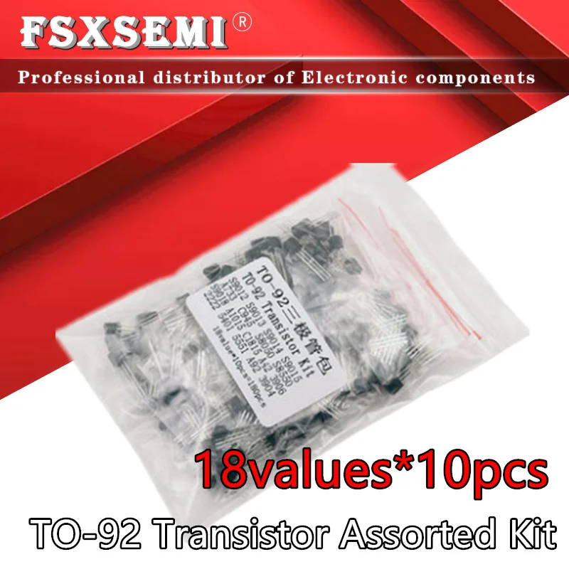 18values X10pcs=180pcs TO-92 Transistor Assorted Kit 2N2222 S9013 S9014 S9015 S9018 S8050 S8550 5551 5401 2N3904 2N3906 C1815
18values X10pcs=180pcs TO-92 Transistor Assorted Kit 2N2222 S9013 S9014 S9015 S9018 S8050 S8550 5551 5401 2N3904 2N3906 C1815