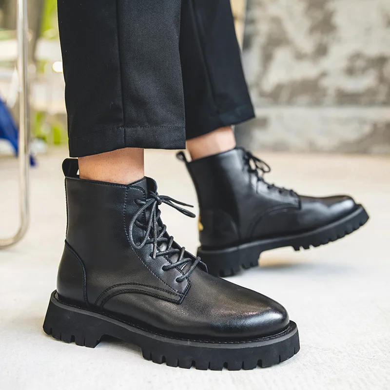 Мужские модные ботинки для пустыни, Черные Оригинальные кожаные ботинки на платформе, трендовые красивые ковбойские ботильоны с высоким берцем, мужские ботинки
Мужские модные ботинки для пустыни, Черные Оригинальные кожаные ботинки на платформе, трендовые красивые ковбойские ботильоны с высоким берцем, мужские ботинки