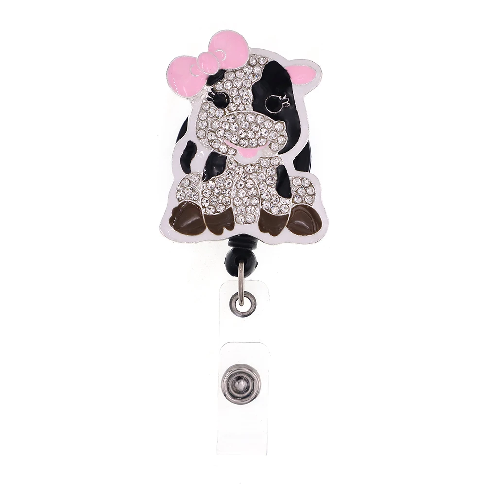 

Sparkly Medical Rhinestone Cattle/Cow Retractable ID Nurse Badge Reel/Holder for Nurse Accessories