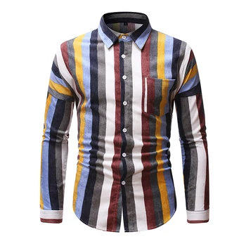 Hawaiian Shirt Temperament Stripe Long Sleeve Loose Blouse Male Personality Casual Plus Size Shirts Spring New 2020
Hawaiian Shirt Temperament Stripe Long Sleeve Loose Blouse Male Personality Casual Plus Size Shirts Spring New 2020