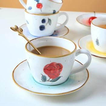 Ceramic Hand Painted Coffee Cup Saucer Sets Creative Vintage Cup Cafe Bar Supplies Embossed Personality Breakfast Milk Cup 
Ceramic Hand Painted Coffee Cup Saucer Sets Creative Vintage Cup Cafe Bar Supplies Embossed Personality Breakfast Milk Cup