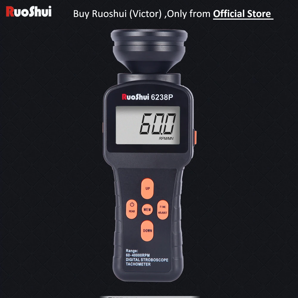 RuoShui VC6238P Digital Stroboscope non Contact RPM Photoelectric Revolution Meter Speedometer tacometro teser velocity
RuoShui VC6238P Digital Stroboscope non Contact RPM Photoelectric Revolution Meter Speedometer tacometro teser velocity