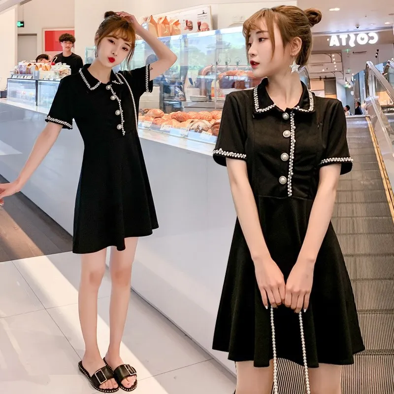 Fat Mm Loose And Plus-sized Belly Covering New Style Korean-style Fashion Mom Nursing Polo Collar Black Dress Short Sleeve Solid
Fat Mm Loose And Plus-sized Belly Covering New Style Korean-style Fashion Mom Nursing Polo Collar Black Dress Short Sleeve Solid