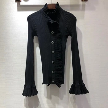 2020 Spring Sweater Single Breasted Trumpet Sleeve Sweater Casual Knitwear Women
2020 Spring Sweater Single Breasted Trumpet Sleeve Sweater Casual Knitwear Women