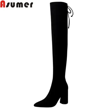 Asumer 2020 NEW over the knee boots women pointed toe slip on autumn winter boots square heels ladies prom long boots 
Asumer 2020 NEW over the knee boots women pointed toe slip on autumn winter boots square heels ladies prom long boots