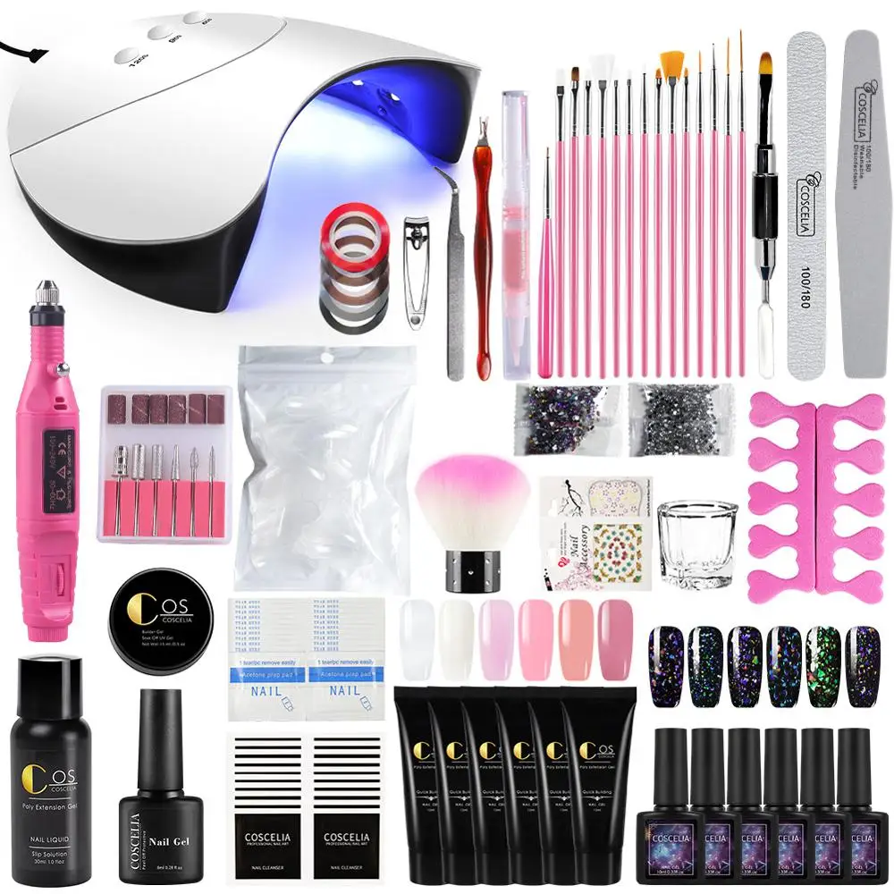 COSCELIA Poly Gel Nail Polish Set Full Manicure Set With 36W UV Led Lamp Nail Drill Machine Brush Soak Off Nail Art Tools Kit
COSCELIA Poly Gel Nail Polish Set Full Manicure Set With 36W UV Led Lamp Nail Drill Machine Brush Soak Off Nail Art Tools Kit