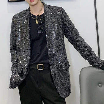Men Spring Vintage Fashion Shining Loose Casual Black Blazer Coat Male Streetwear Hip Hop Party Stage Suit Jacket Outerwear
Men Spring Vintage Fashion Shining Loose Casual Black Blazer Coat Male Streetwear Hip Hop Party Stage Suit Jacket Outerwear