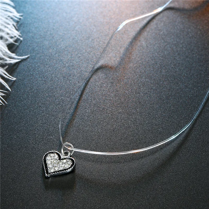 Mermaid Tear Necklaces Water Drop Crystal Choker Necklaces Transparent Fishing Line Invisible Chain Necklaces Collier Wholesale (3)