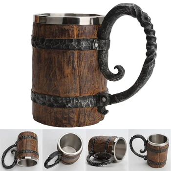 50ml Beer Mug Double Layer 3D Simulation Resin Wooden Barrel Cup Stainless Steel Drinking Coffee Mug Creative Halloween Gifts
50ml Beer Mug Double Layer 3D Simulation Resin Wooden Barrel Cup Stainless Steel Drinking Coffee Mug Creative Halloween Gifts