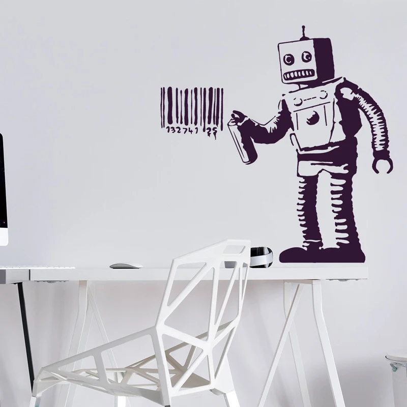 Фото Настенные виниловые наклейки в стиле роботов-штрих-кодов уличное | Наклейки на стену (1005001402442488)