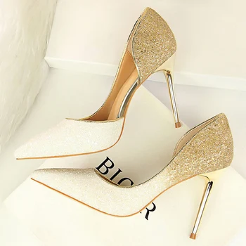 2020 Woman 9cm Glitter High Heels Sequins Scarpins Pumps Female Silver Gold Escarpins Lady Wedding Bridal Scarpins Talons Shoes 
2020 Woman 9cm Glitter High Heels Sequins Scarpins Pumps Female Silver Gold Escarpins Lady Wedding Bridal Scarpins Talons Shoes