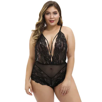 Plus Size Sheer Lace Bodysuits Women Embroidery Sling Teddy Sexy Deep V Neck Underwear Transparent Erotic Lingerie Backless
Plus Size Sheer Lace Bodysuits Women Embroidery Sling Teddy Sexy Deep V Neck Underwear Transparent Erotic Lingerie Backless