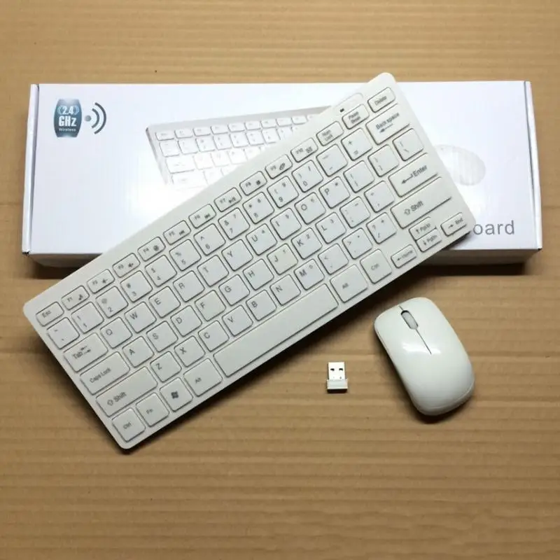 Mini Wireless 2.4 G Keyboard+ Mouse+ Dongle Receiver+ Membrace Set White Mini Wireless 2.4 G Keyboard+ Mouse+ Dongle Receiver+ Membrace Set White