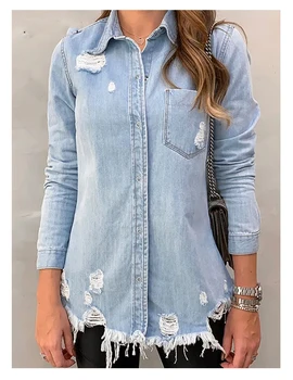 Long Sleeve Women Denim Jacket Jeans Casual Looose Female Ripped Button Jackets Coat Plus Size S-XL
Long Sleeve Women Denim Jacket Jeans Casual Looose Female Ripped Button Jackets Coat Plus Size S-XL