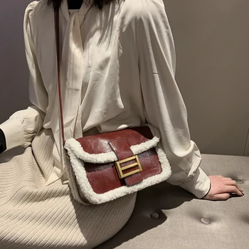 Shoulder Messenger Bag Splicing Color Women Autumn Winter Leather Fleece Crossbody Satchel Fashionable Creative Bag
Shoulder Messenger Bag Splicing Color Women Autumn Winter Leather Fleece Crossbody Satchel Fashionable Creative Bag