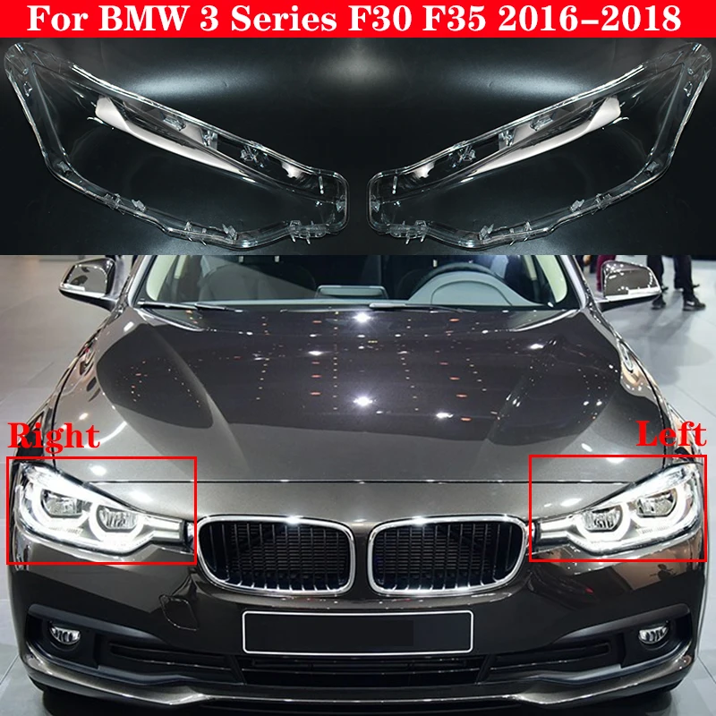 

Car Front Headlight Cover for BMW 3 Series F30 F35 F82 2016-2018 318i 320i 330i 340i Headlamp Lampcover Head light glass Caps