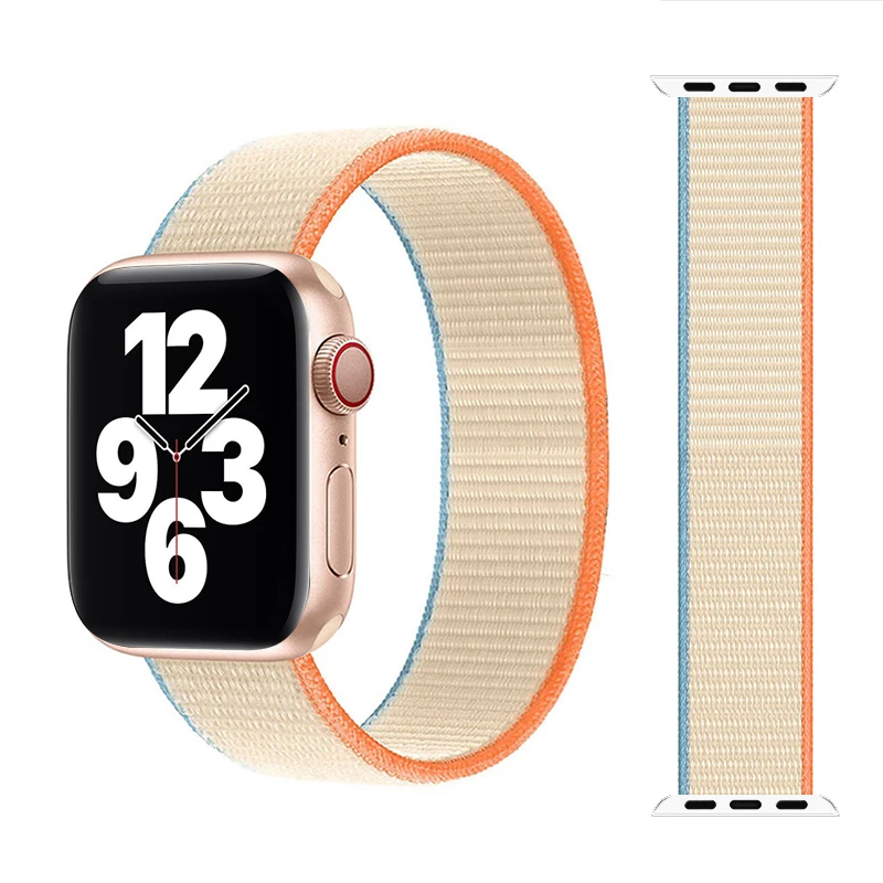 Фото Плетеный дышащий ремешок для Apple Watch 44 мм 40 38 42 45 41 эластичный iWatch 7 6 SE 5 4 3 | Наручные