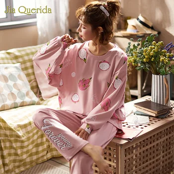 Spring Girl Student Pajama Set Women Clothes Pajama Set Crew Neck Pink Printing Top Long Pants Fashion Style Sleepwear 2 pieces
Spring Girl Student Pajama Set Women Clothes Pajama Set Crew Neck Pink Printing Top Long Pants Fashion Style Sleepwear 2 pieces