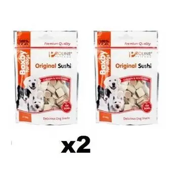 PROLINE PETFOOD Pack 2 x boxby Snacks Original Sushi pour chien 100 GRS.
PROLINE PETFOOD Pack 2 x boxby Snacks Original Sushi pour chien 100 GRS.