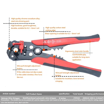 HS-D1 Wire cutter automatic crimping wire stripper multi-functional peeling tools Terminal pliers 0.2-6.0mm2 tool
HS-D1 Wire cutter automatic crimping wire stripper multi-functional peeling tools Terminal pliers 0.2-6.0mm2 tool