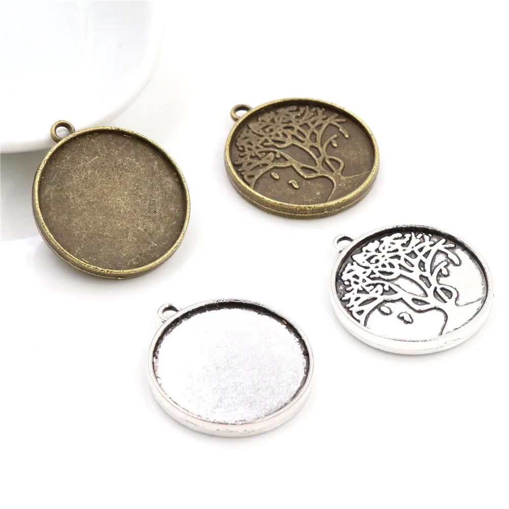 10pcs 20mm Inner Size Antique Silver Plated And Bronze Tree Style Cabochon Base Setting Charms Pendant | Украшения и аксессуары