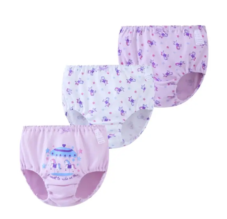 

3pcs/Lot Baby Kids Panties Girl Brief Underwear Girls Sweet Color Underpants Size 90-160 Cute Design Kids Cotton Soft Briefs