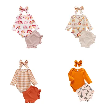 2020 Newborn Infant Baby Girl 3Pcs Clothes Set Kids Rainbow Printed Long Sleeve Girls Romper+High Waist Shorts+Headband Outfits
2020 Newborn Infant Baby Girl 3Pcs Clothes Set Kids Rainbow Printed Long Sleeve Girls Romper+High Waist Shorts+Headband Outfits