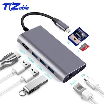 USB C Docking Station USB 3.0 HUB Type-C Docking Station Aluminum Multi-function USB C To HDMI/USB3.0/PD/RJ45/SD/TF HUB Conver
USB C Docking Station USB 3.0 HUB Type-C Docking Station Aluminum Multi-function USB C To HDMI/USB3.0/PD/RJ45/SD/TF HUB Conver