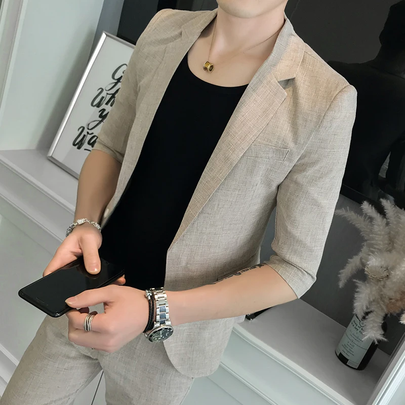 Spring And Summer Short-sleeved Suit Suit Male Slim Korean Version Of The Tide Net Red Hair Stylist Trend Handsome Sleeves Suit
Spring And Summer Short-sleeved Suit Suit Male Slim Korean Version Of The Tide Net Red Hair Stylist Trend Handsome Sleeves Suit