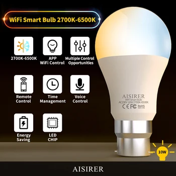 10W 2Pcs Voice Control Smart LED Light Bulb Smart APP WiFi Remote Control Lamp Dimmable IOS /Android 2700K-6500K Saving Energy
10W 2Pcs Voice Control Smart LED Light Bulb Smart APP WiFi Remote Control Lamp Dimmable IOS /Android 2700K-6500K Saving Energy