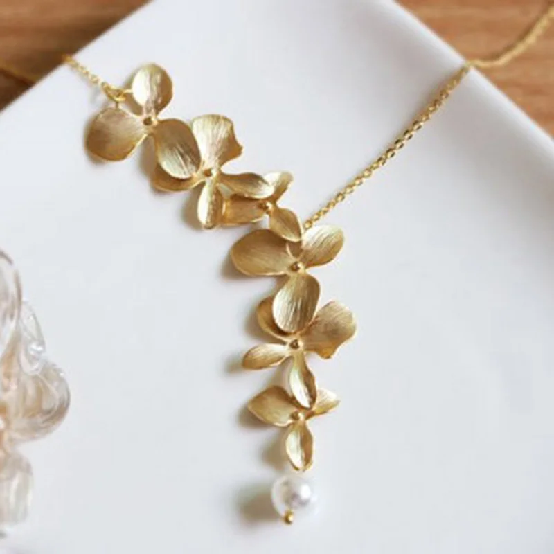 Ожерелье золотого и серебряного цвета с цветком орхидеи шикарное ожерелье в