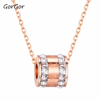 GorGor Exquise Light Luxury Rhinestone Double Row Flash Diamond Roman Digital Rose Gold Plated Titanium Pendant Necklace 1435
GorGor Exquise Light Luxury Rhinestone Double Row Flash Diamond Roman Digital Rose Gold Plated Titanium Pendant Necklace 1435