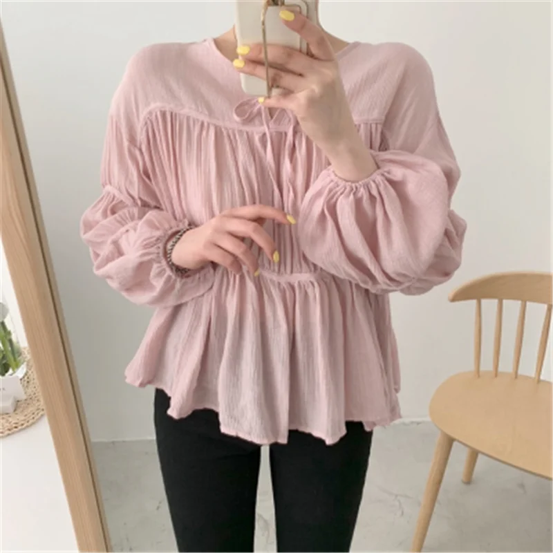 Ins Korean Style Elegant Fashion Simple Solid Minimalist Drawstring Eleagnt Comfort Light Sweet Shirt for Lady 2020 Summer New
Ins Korean Style Elegant Fashion Simple Solid Minimalist Drawstring Eleagnt Comfort Light Sweet Shirt for Lady 2020 Summer New