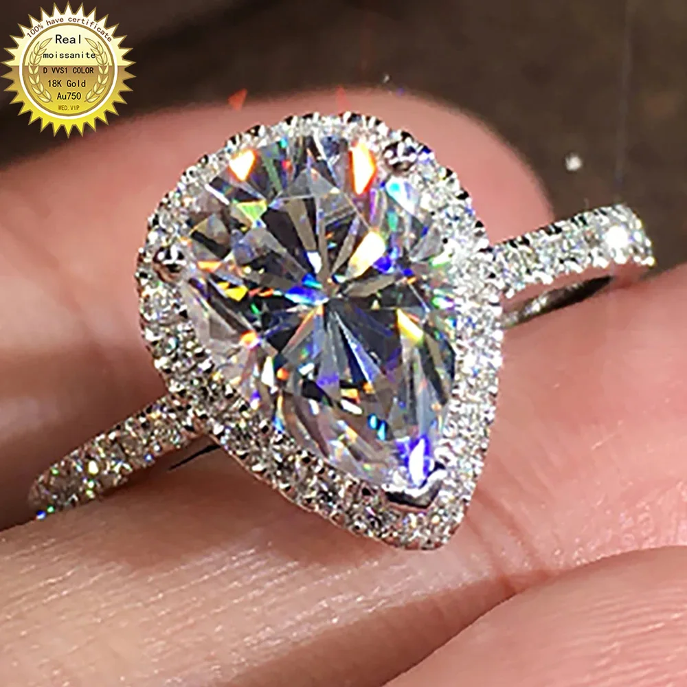 18K Au750 White Gold Women Wedding Party Engagement Ring 1 2 3 4 5 Carat Pear Water Drop Moissanite Diamond Ring Cute Romantic
18K Au750 White Gold Women Wedding Party Engagement Ring 1 2 3 4 5 Carat Pear Water Drop Moissanite Diamond Ring Cute Romantic